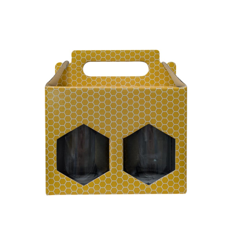 Coffret Alvéoles Jaunes Pour 2 Pots Verre 500g TO63