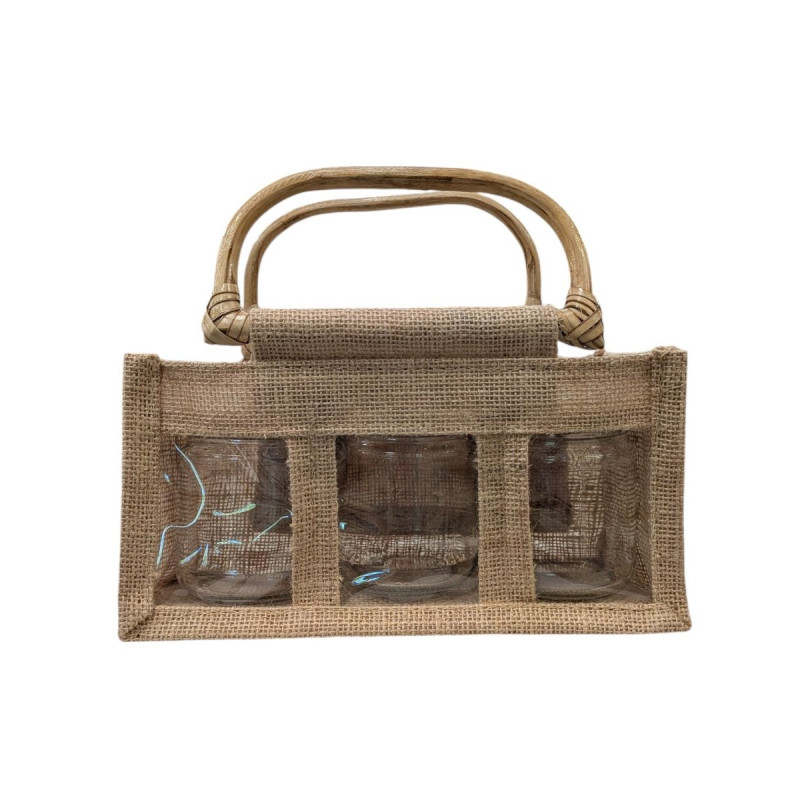 Sac Toile de Jute pour 3 Pots de Miel 250g